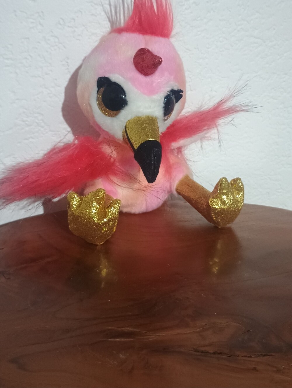 Squishmallos Plush Pink Bird Pet Toy with Gold Accents